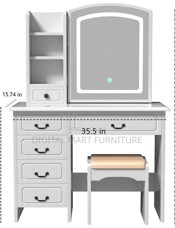 White Four Drawer White Vanity Table Storage Solution - thumbnail 2