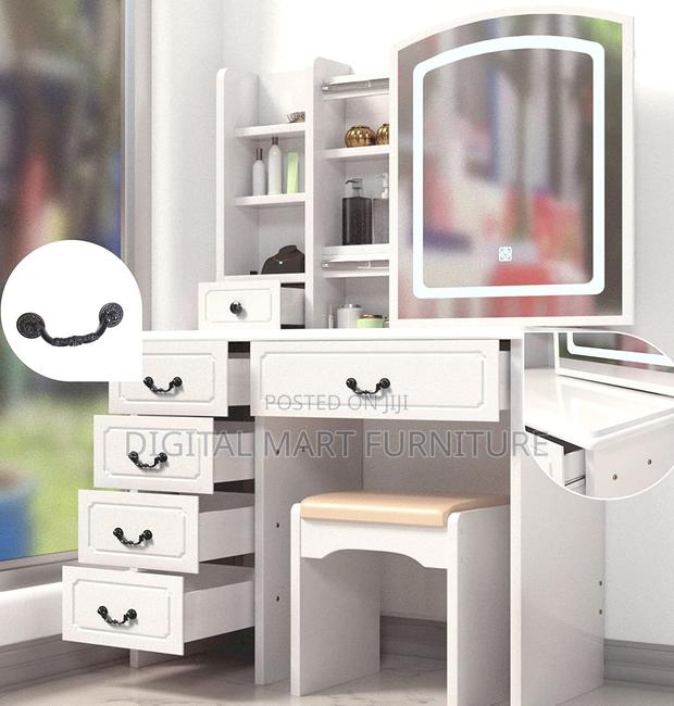 White Four Drawer White Vanity Table Storage Solution - thumbnail 8