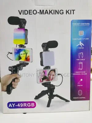 Ay-49 Rgb Led Vlogging Kit With Tripod & Mic
