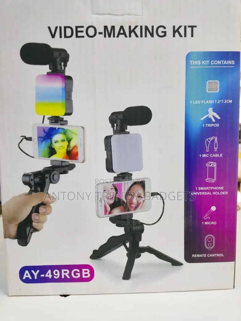 Ay-49 Rgb Led Vlogging Kit With Tripod & Mic