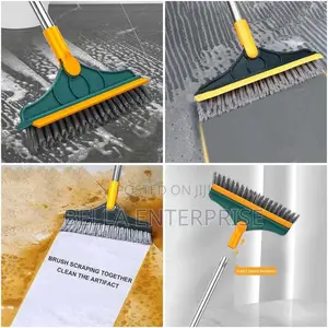 3-in-1 Floor Scrubbing v- Shaped Brush, Broom Squeegee