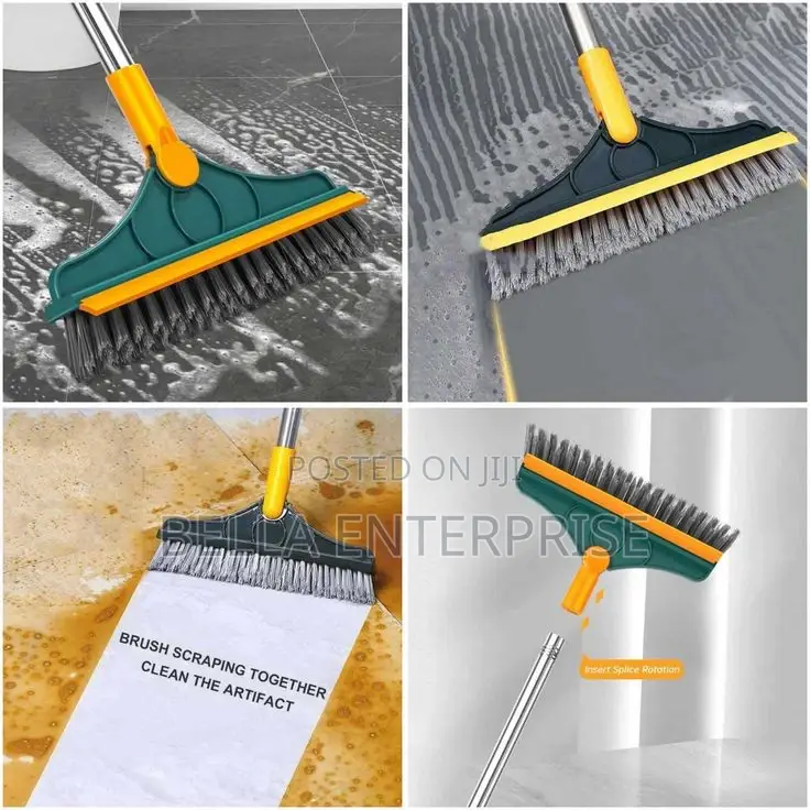 3-in-1 Floor Scrubbing v- Shaped Brush, Broom Squeegee