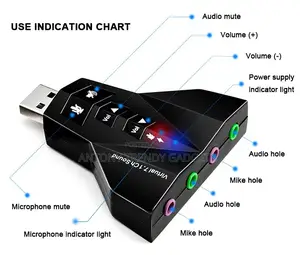 Usb 7.1 Channel Sound Card Adapter Headphones Mic