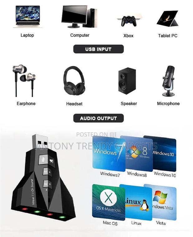 External Usb Audio Adapter Virtual 7.1 Sound Card - thumbnail 3