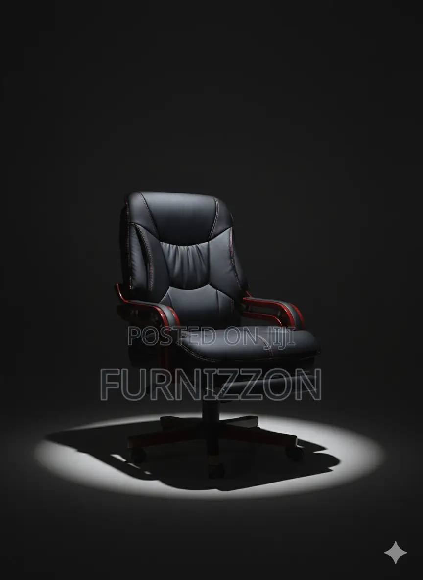 . Professional Executive High-Back Black Leather Office Chair
