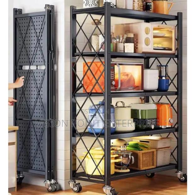 Foldable Kitchen Rack With Wheels