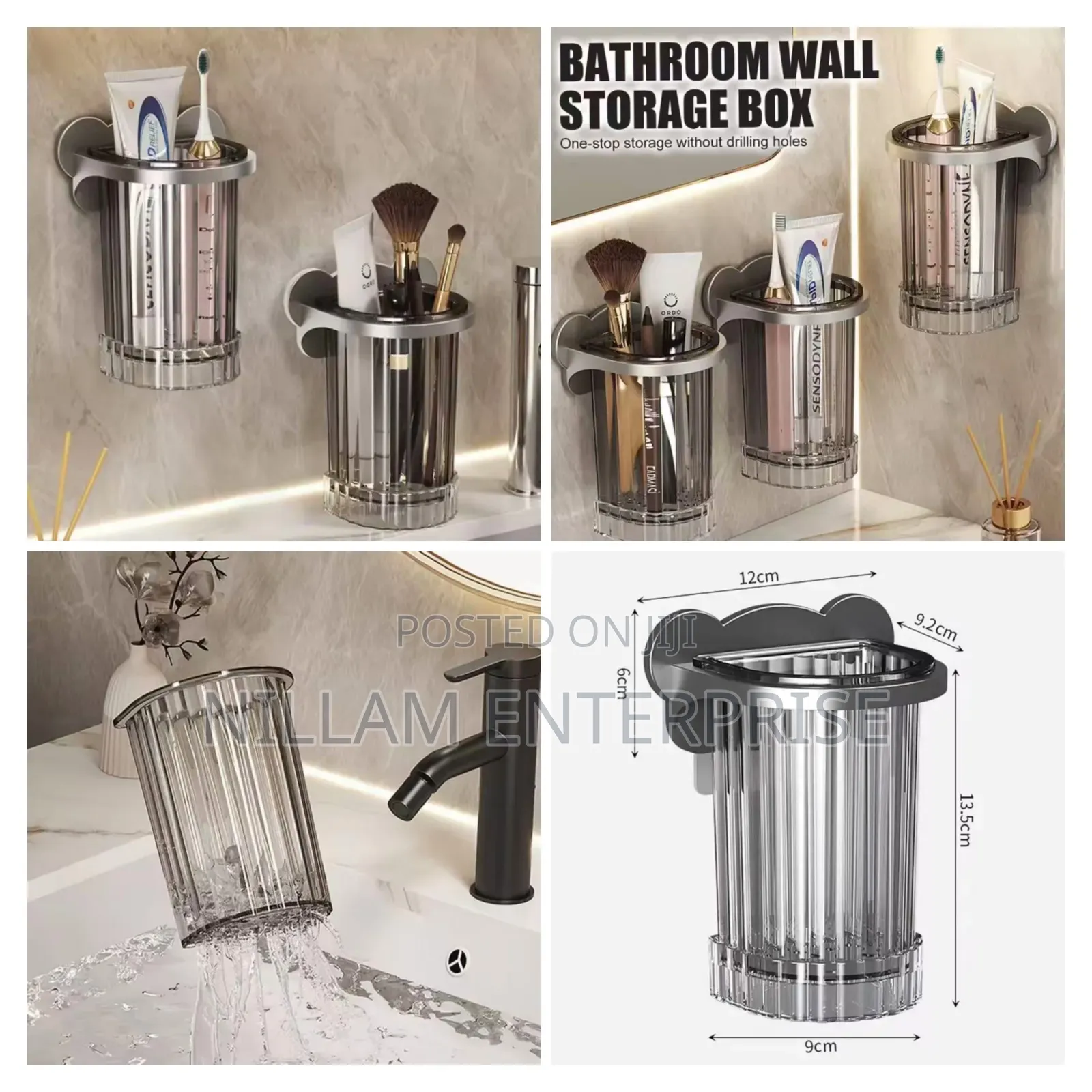 Wall Mount Toothbrush Holder Bathroom Organizer