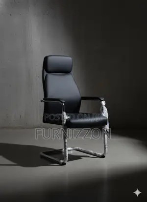 Modern Visitors Office Chair Black Leather Multifunctional Design