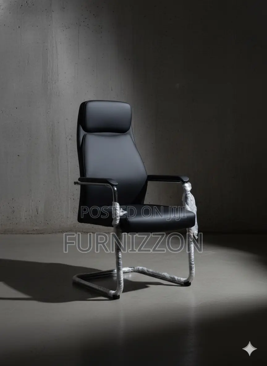 Modern Visitors Office Chair Black Leather Multifunctional Design