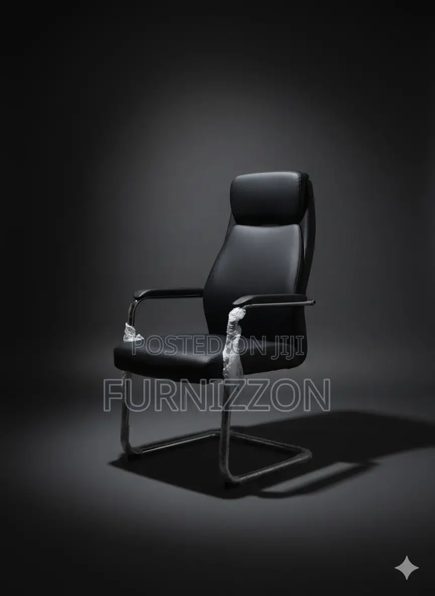Visitors and Conference Room Black Leather Office Chair