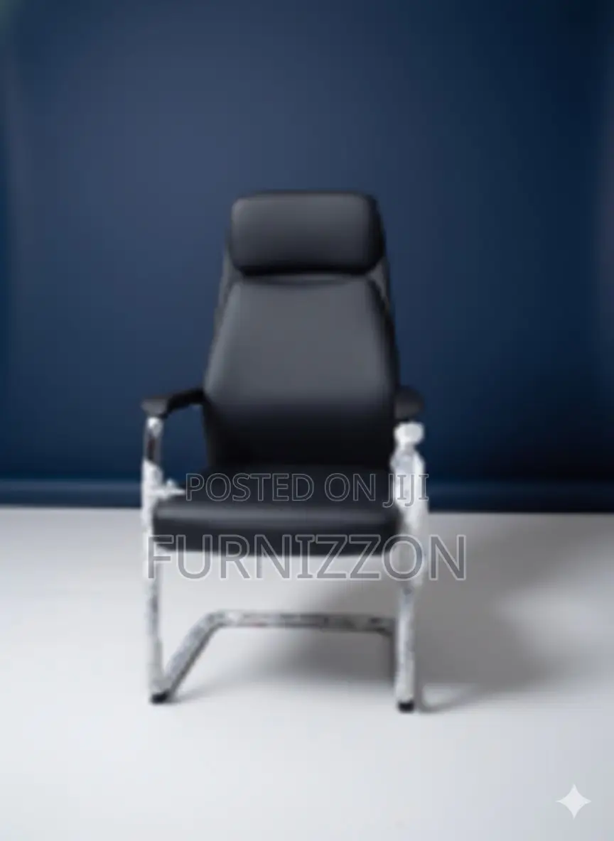 Contemporary Multifunctional Black Leather Office Chair for Visitors