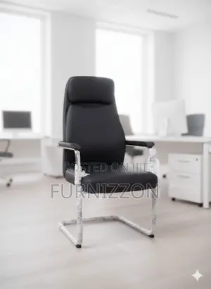 Professional Visitors Office Chair Black Leather Boardroom Style