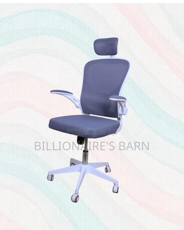 White Ergonomic Mesh Chair | Space-Saving Design for Compact Setups - thumbnail 3