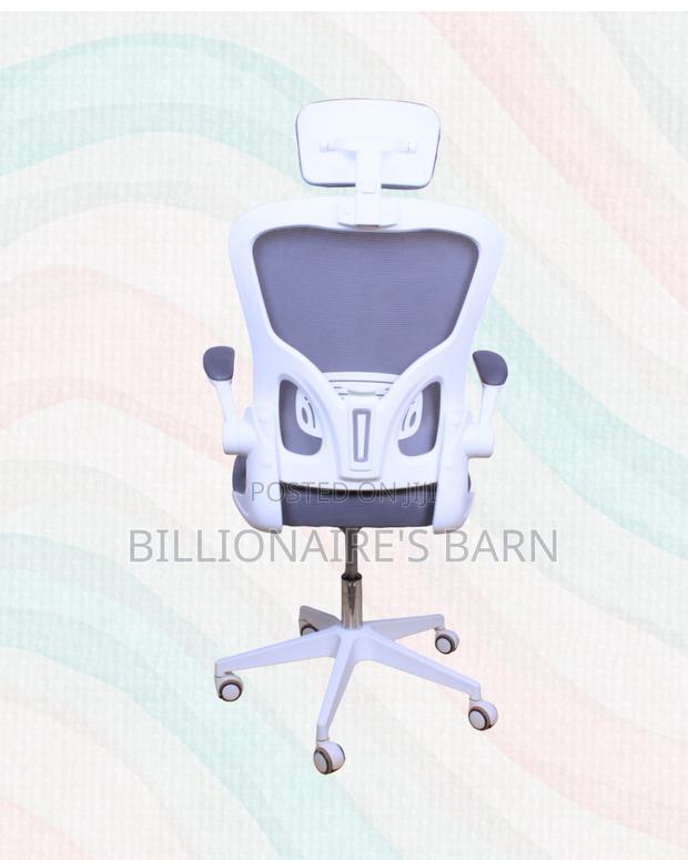 White Ergonomic Mesh Chair | Space-Saving Design for Compact Setups - thumbnail 4