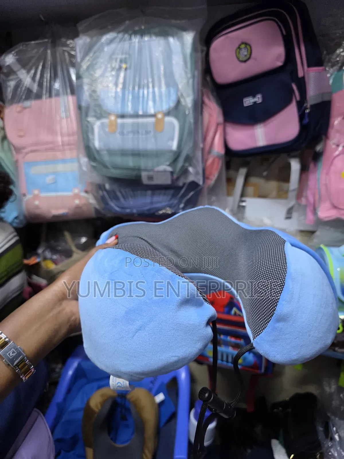 Blue Neck Pillows Micro Fibre Travel Neck Pillow