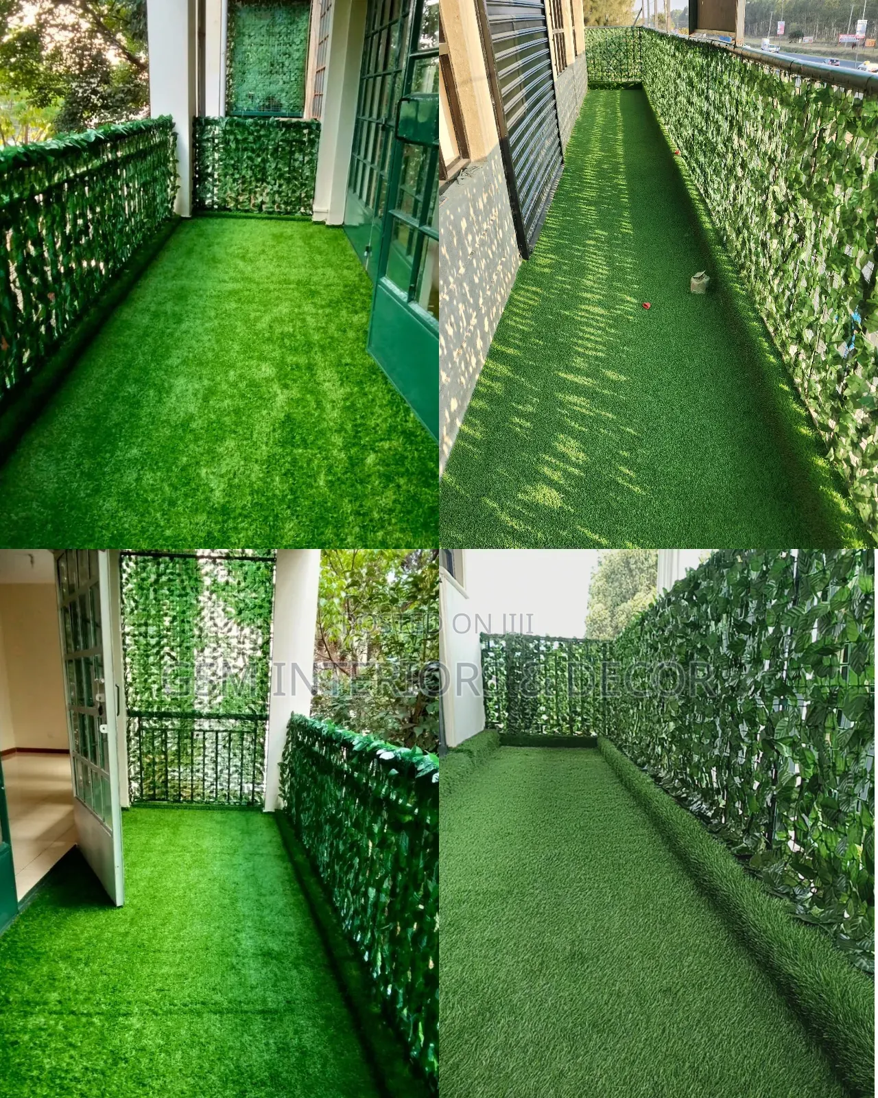 Artificial Green Grass Combined With Privacy Fence