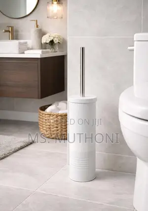 Discreet Toilet Brush and Holder With a Stainless Steel Handle.