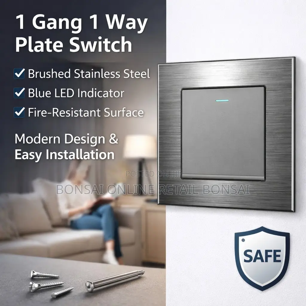 1 Gang 1 Way Wall Switch, Stainless Steel Plate With Led Indicator