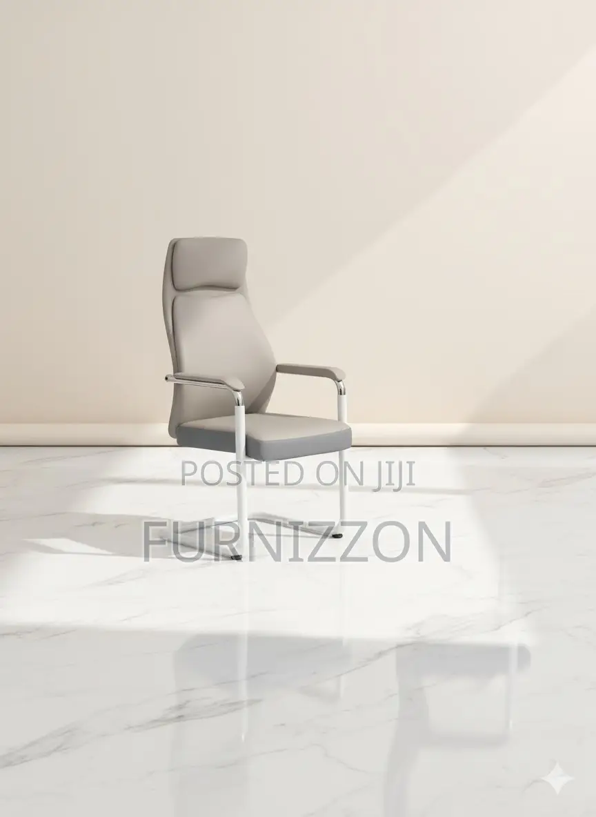 Modern Office Meeting Grey Leather PVC Bow Visitors Chair