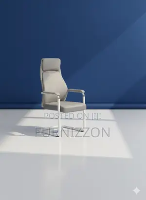 Office Boardroom Grey Leather Bow Style Visitors Chair
