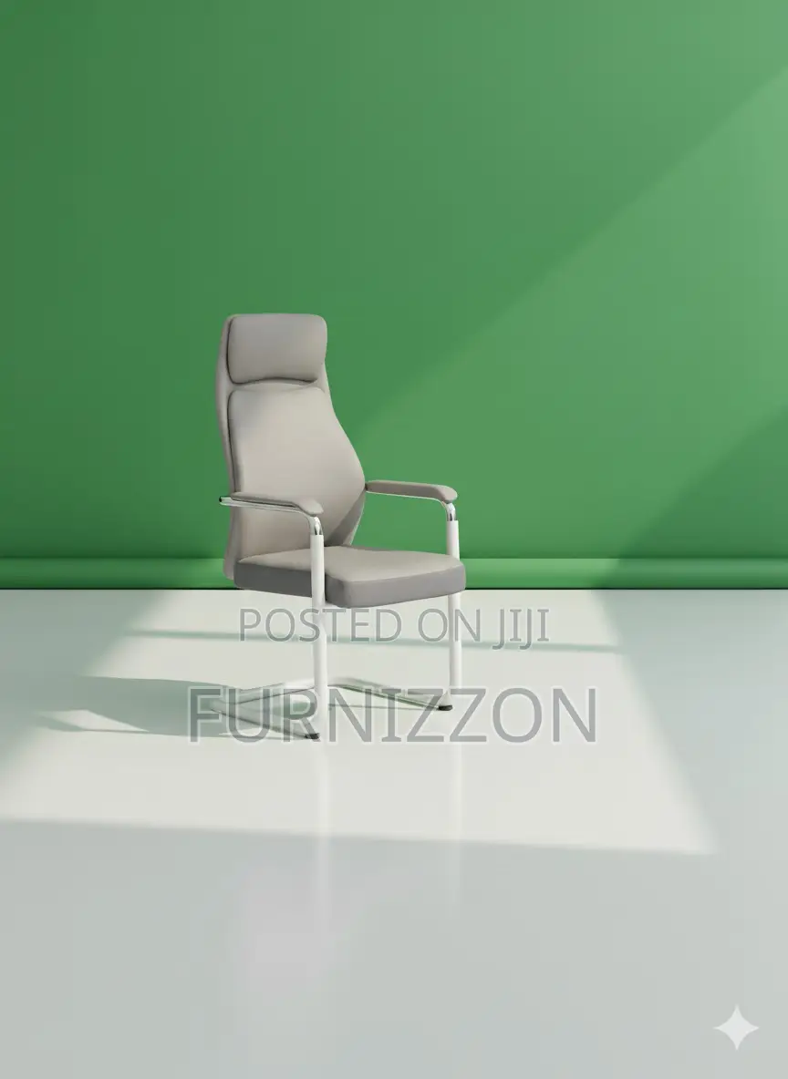 Meeting Room Visitors Office Chair Grey Leather Bow Frame