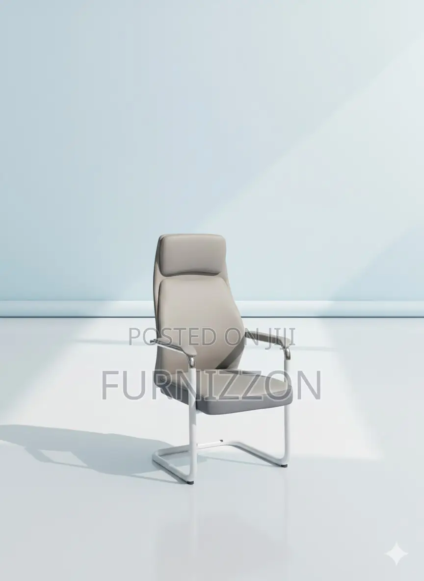 Contemporary Meeting Room Grey Leather Bow Office Chair