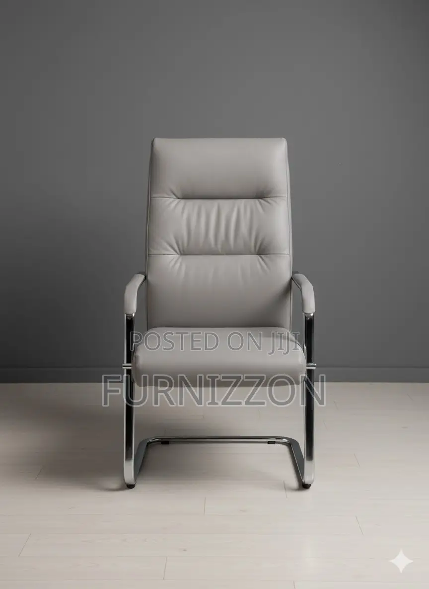 Modern Office Meeting Grey Leather Ergonomic Chair Iron Base