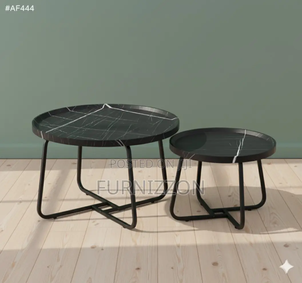 Durable Metal Frame Tea Tables Black (2 Pieces)