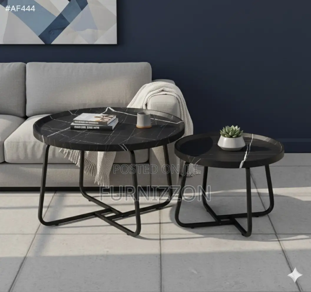 Stylish Black Metal Coffee Tables – Set of Two
