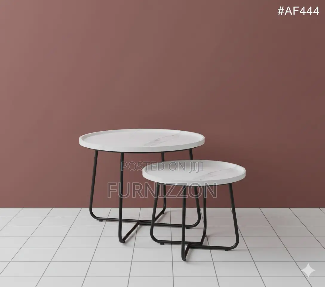Metal Frame Tea Table – Set of 2 (White)