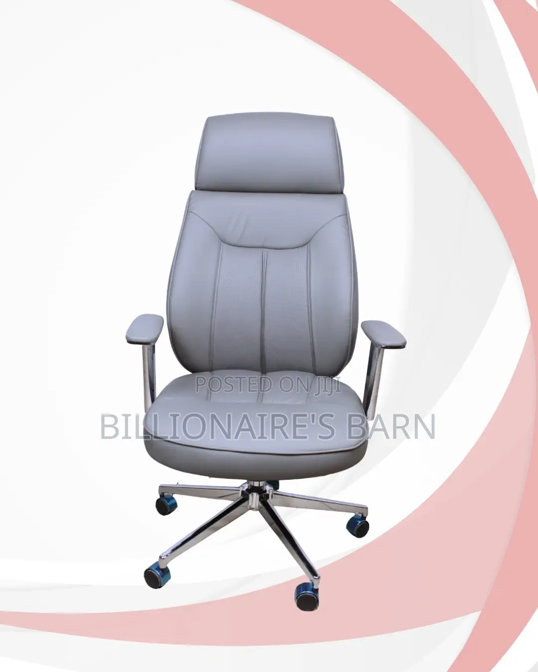 Grey Executive Office Chair | Smooth Rolling Comfort for Busy Workdays