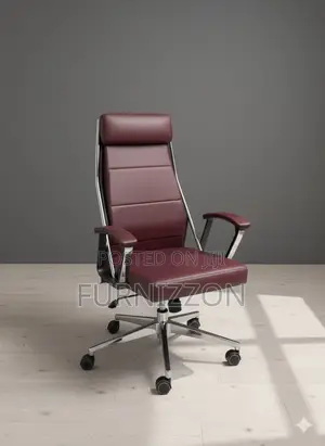 Modern Office Ergonomic Chair Brown Leather PVC