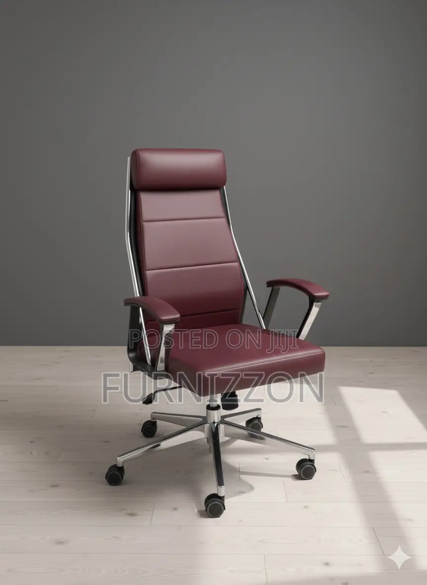 Modern Office Ergonomic Chair Brown Leather PVC