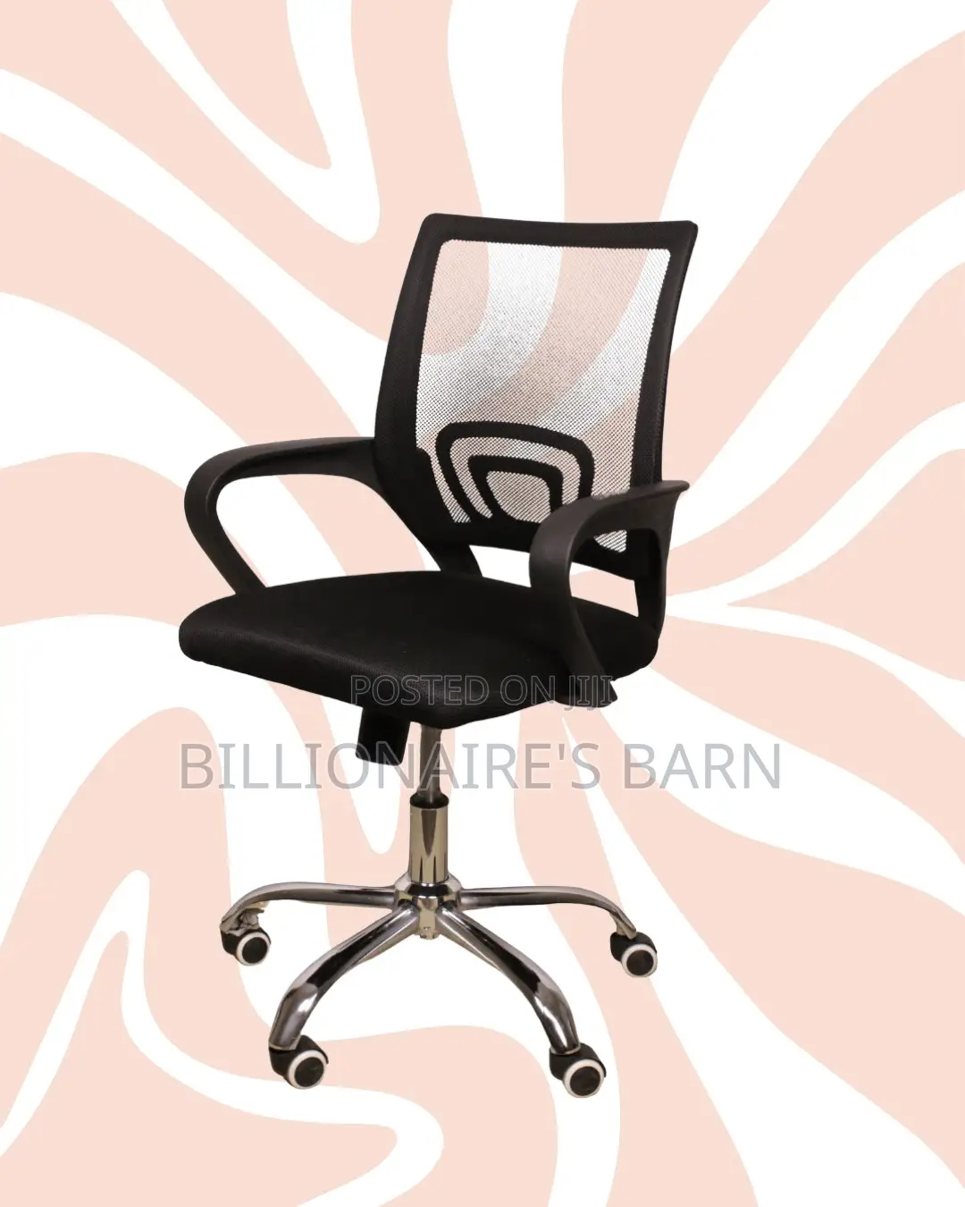 Black Compact Ergonomic Chair|Smooth Rolling Comfort for Busy Workdays