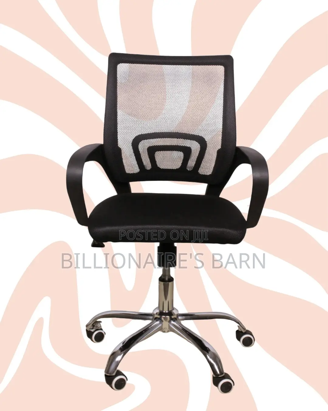 Black Compact Ergonomic Chair|Smooth Rolling Comfort for Busy Workdays