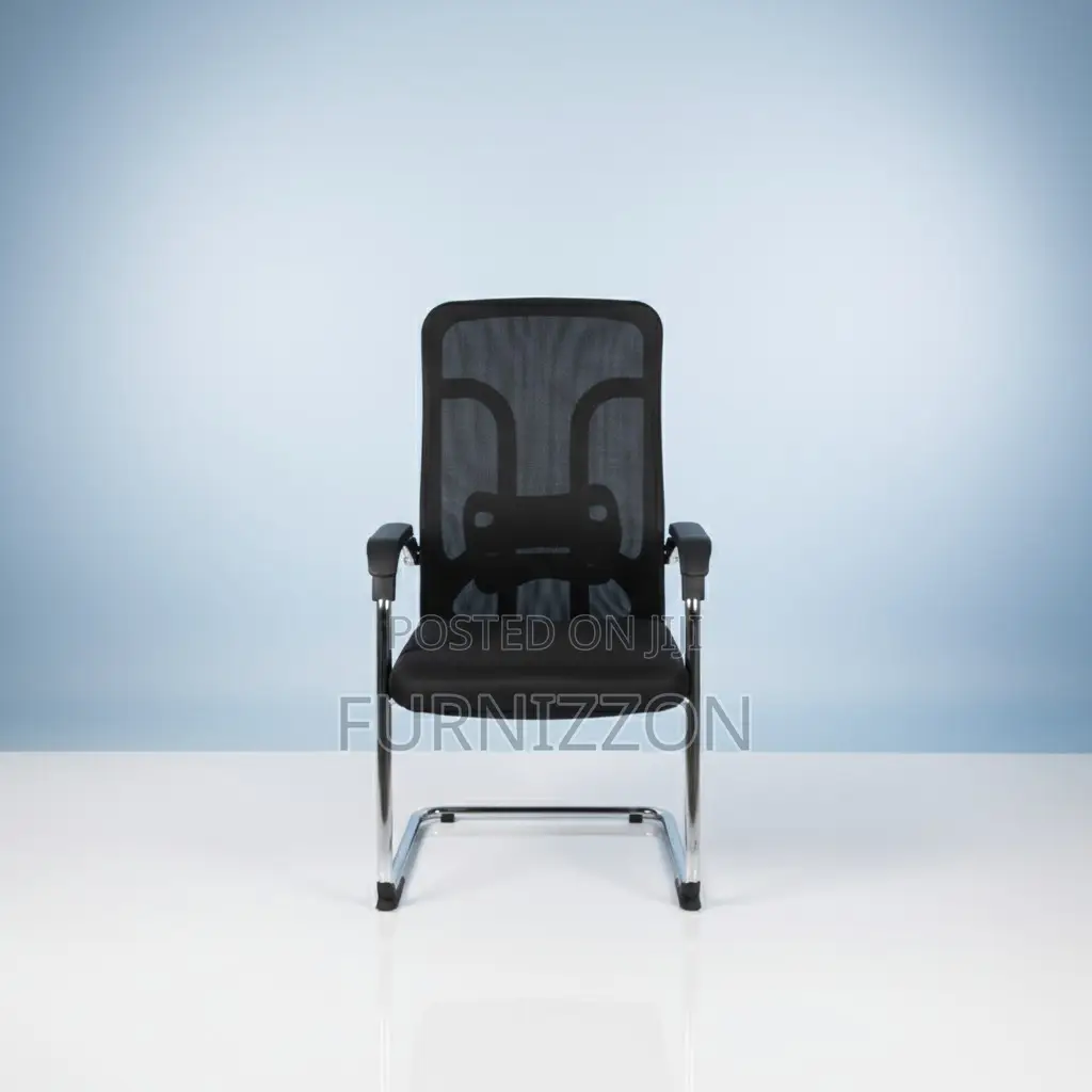 Black Mesh Ergonomic Sled Base Boardroom | Visitors Office Chair
