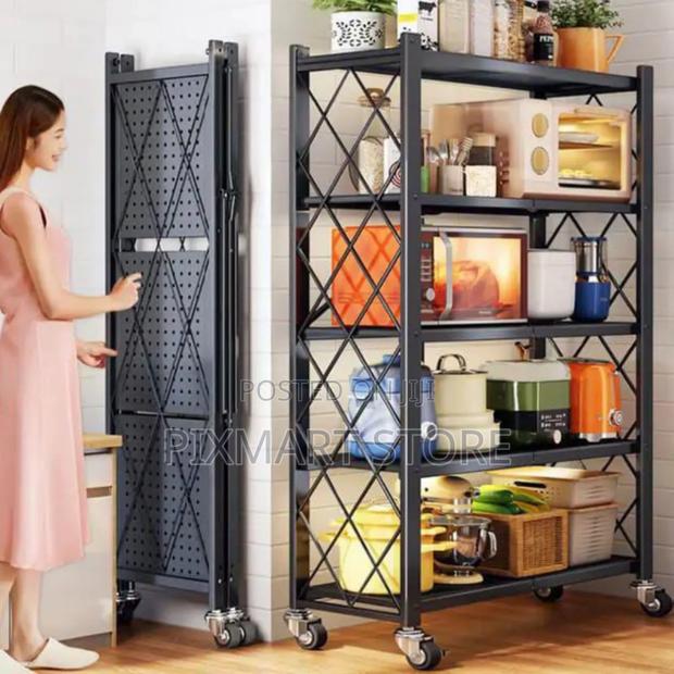 Elite, Large Foldable Kitchen Shelf With Wheels – 71cm X 34cm X 160cm