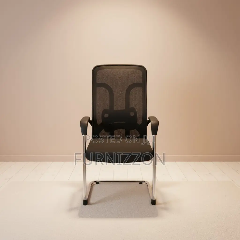 Ergonomic Black Mesh Sled Base Boardroom Visitors Chair
