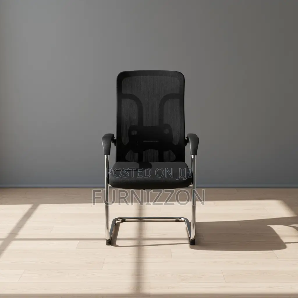 Modern Black Mesh Sled Base Executive Visitor Chair