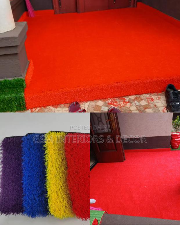 Red Grass Carpets Installed and Sample - main view