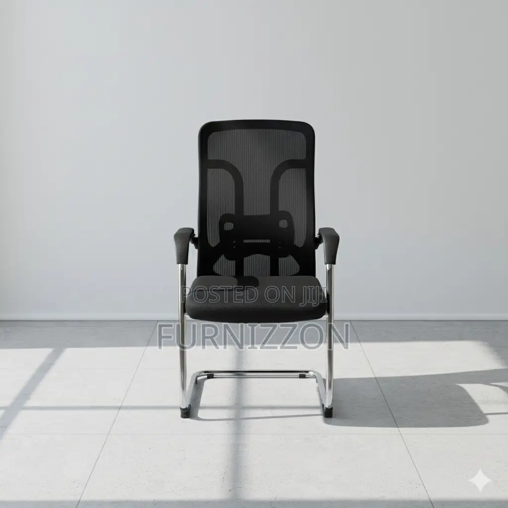Office Visitors Chair Black Mesh Ergonomic Sled Base