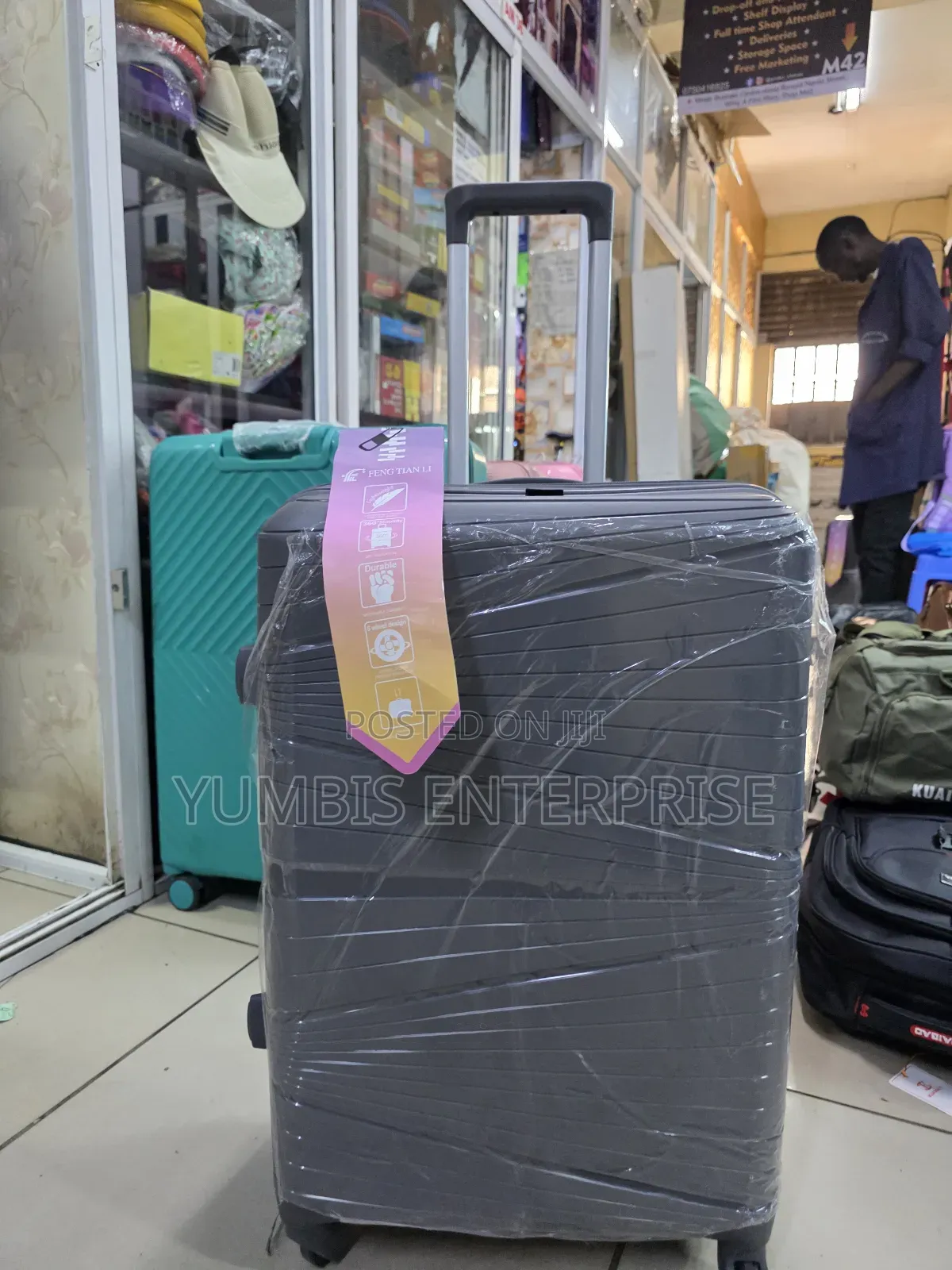 Dark Grey Rubber Suitcase Height 66cm