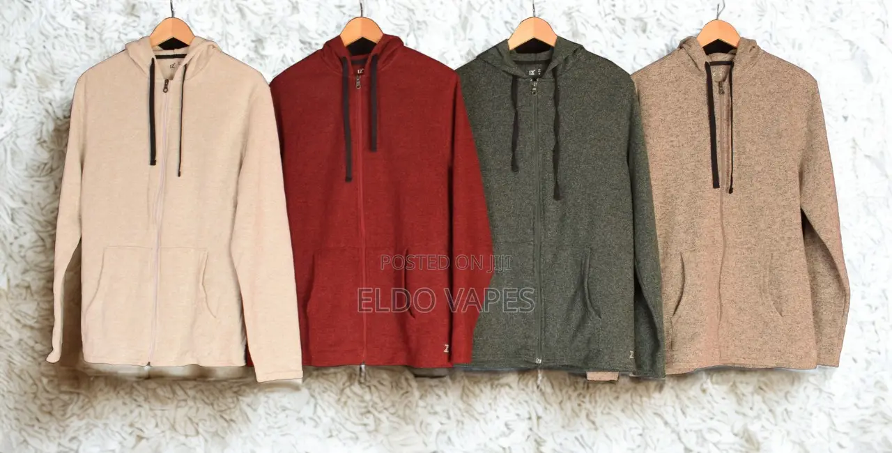 Casual Hooded Zip Sweatshirt - Maroon, Grey, Cream White