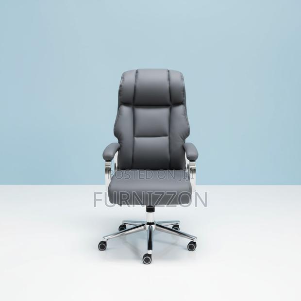 Professional High-Back Executive Office Chair Grey Leather