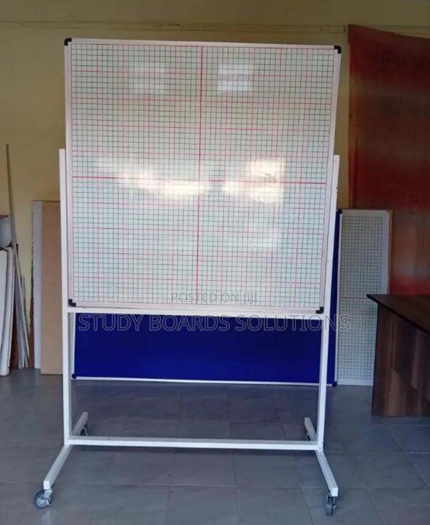 Classroom Magnetic Grid Whiteboard With Wheeled Stand - main view