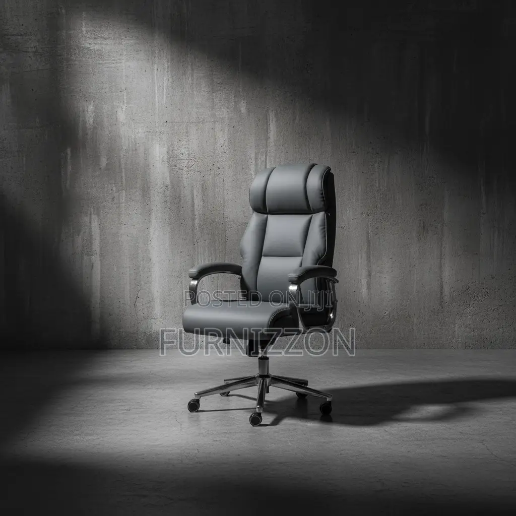 Ergonomic Padded Grey Leather High-Back Office Chair