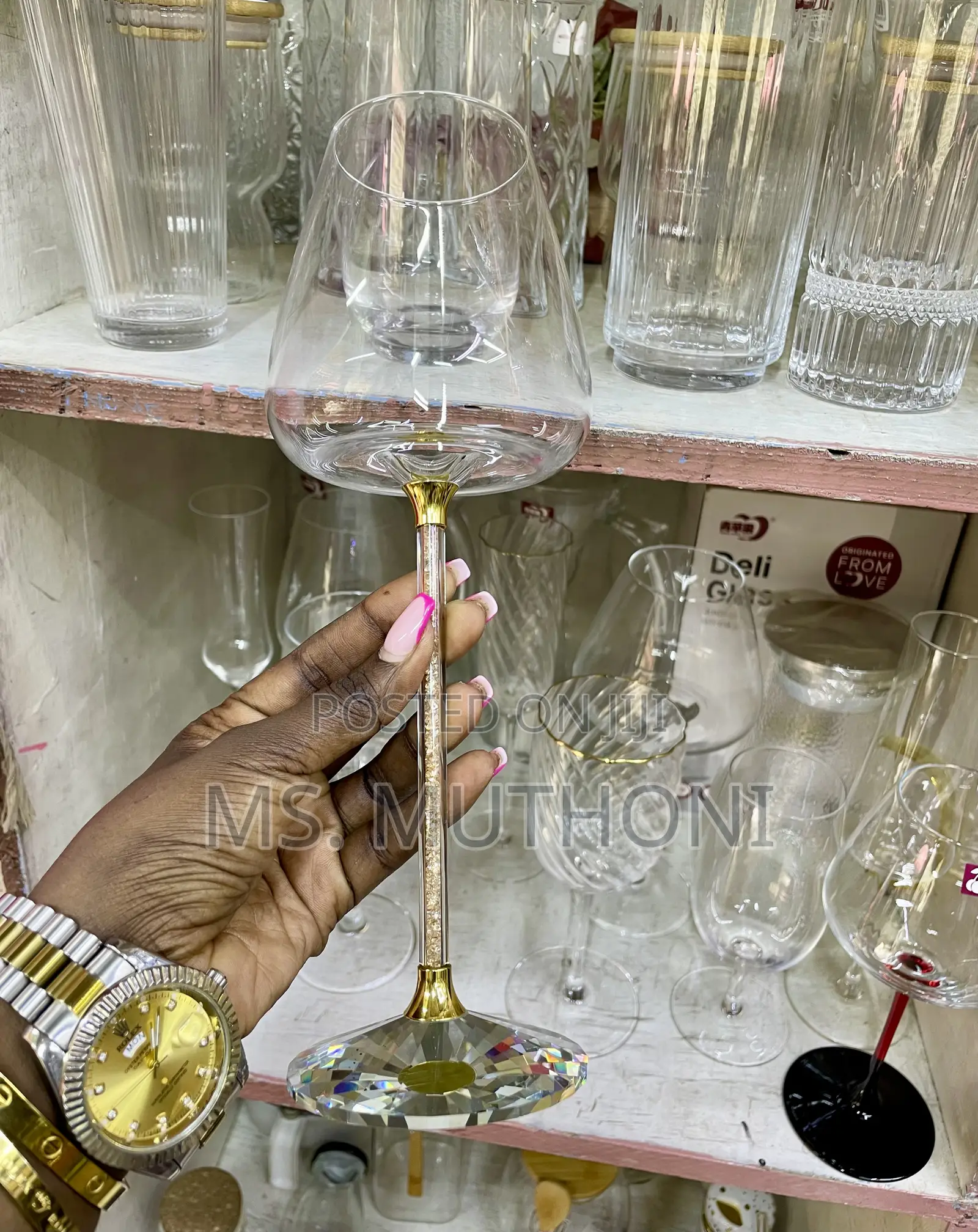 A Pair (2) 480 Ml Aesthetic Wine Crystal Wine Glasses.