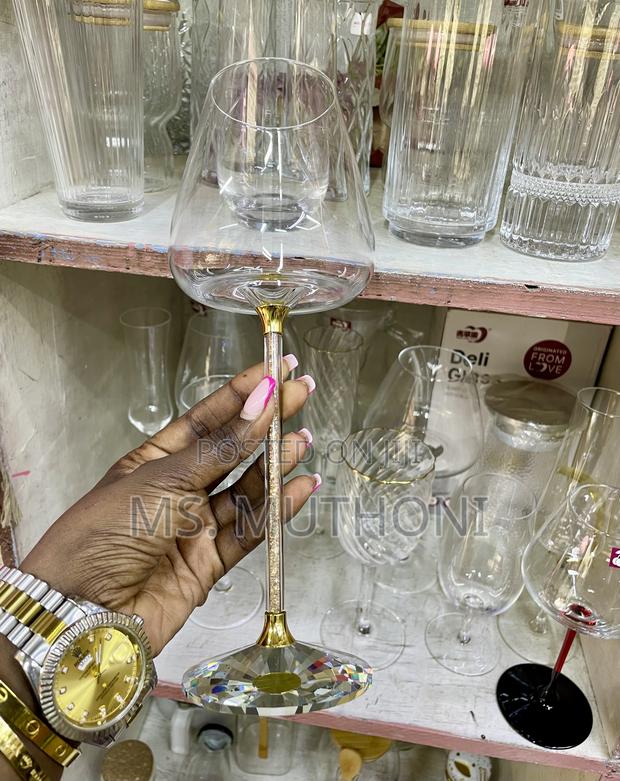 A Pair (2) 480 Ml Aesthetic Wine Crystal Wine Glasses. - thumbnail 5