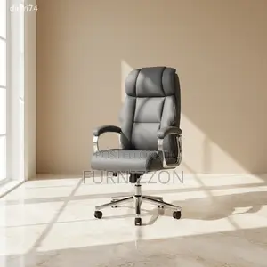 Contemporary Executive Grey Leather Padded Office Chair