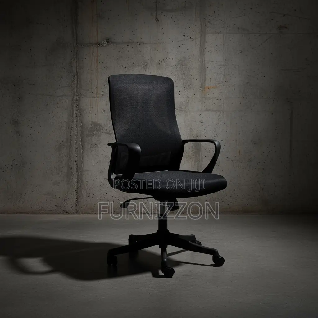 Adjustable Black Mesh Mid-Back Office Chair With Swivel